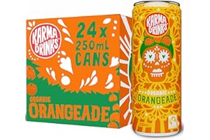 Karma Drinks Orangeade - 24 x 250ml Cans - Natural Fizzy Soft Drinks, Fairtrade, Organic & Vegan Fizzy
