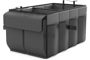 Beicarin Organizer do bagażnika samochodowego, organizer do auta, SUV, z wieloma składanymi przegrodami i antypoślizgową podkładką