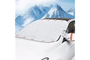 KIKAWORD Car Windscreen Cover, Front Windshield Cover for Cars, Foldable Thick Car Screen Protector with 9 Built-In Magnets & Side Wing Mirror Covers, Sun UV Ray Protection, for Cars, SUV, Van, 160 X 116 CM