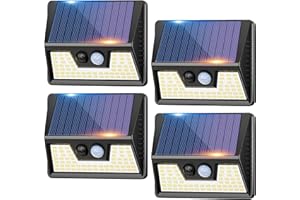 vighep Solar Lights Outdoor Motion Sensor- Led Security Lights IP65 Waterproof, 3 Lighting Modes, Super Bright Pir Flood Lights for Wall Garden Fence Yard Driveway Path - 4 Pack