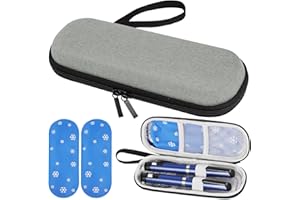 Fefod Sac pour Diabétique, Étui Refroidisseur Diabète avec 2pcs Sac De Glace en Gel Affichage de la Température, Portable Sac Isotherme à Insuline Médicament Voyage, pour Garder Médicaments Au Froid