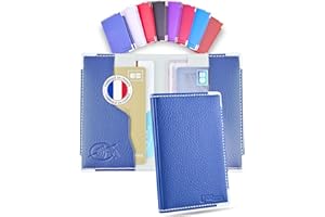 Ugozen Étui Cartes Bancaires RFID Luxéo | Porte Carte Bleue Homme/Femme Bleu