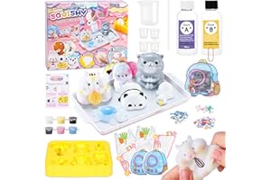 VBACALA 24 piezas Taba Squishy Kit DIY con 6 Taba Squishy Animales,100g de Silicona AB Mezcla 1:1 Crea Gatitos,Hámsters,Perros,Tortugas,Patos,Pandas Squishy,Regalo DIY Antiestrés para Niños y Adultos