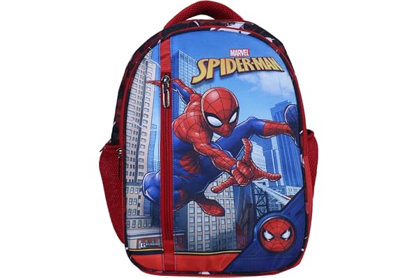 Kuber Industries Marvel Spiderman Backpack 4 Compartment School Bags for Kids Durable School Bags for Boy Travel,School with Zipper Closure (Red)