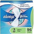 Always Infinity Feminine Pads for Women, Size 2, Heavy Flow Absorbency, with Wings, Unscented 96 Count (3 Packs of 32)