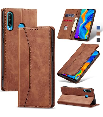 Hülle Für Huawei P30 Lite – Leder-PU Flip Case Mit Kartenfächern, Magnetverschluss, Vollem Schutz