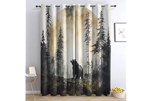 SZLYZM Vorhänge Bär, Verdunkelungsvorhang 2er Set - Vorhang Blickdicht Tierwelt Muster, Thermovorhang für Deko Wohnzimmer Schlafzimmer Kinderzimmer, Gardinen mit Ösen 220x140 cm (HxB)