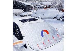 Qunkun Osłona przedniej szyby, 145 x 113 cm, magnetyczna osłona samochodowa z 5 magnesami, osłona przedniej szyby samochodowej, składana osłona na lato i zimę