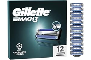 Gillette Mach3 Razor Blades Men, 12 Razor Blade Refills, Compatible with Gillette Mach3 Razors for Men