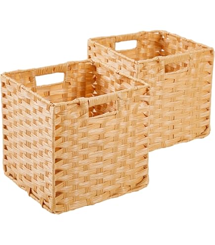 Mangata 28 cm Opbergkubusdozen, opbergmanden met rotaneffect, gevlochten polyrotan materiaal, kastorganizer, 28 x 28 x 28 cm, schimmelbestendig, gemakkelijk schoon te maken (asgrijs, set van 4 stuks
