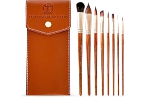 RENAISSANCE ARTISANS Série Maestro : 8 pinceaux aquarelle – Mélange de sable synthétique innovant Kolinsky, qualité sans compromis, transport de couleur supérieur et forme résistante