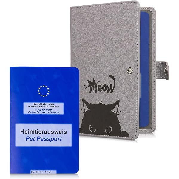 Protège-Passeport Pylones Voyage Chat Blanc - Étui Porte Passeport Tissu Enduit 9,5 X 13,5 Cm