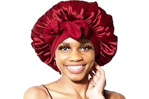 BONNET QUEEN Bonnet de Nuit en Soie pour Femme, Bonnet de Nuit pour Cheveux Bouclés, Bonnet en Satin
