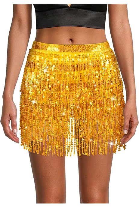 Produktbild von OFFCUP Glitzer Rock Pailletten Rock Pailettenrock Für Damen Kurz Sexy Midi Skirt Bleistiftrock Hüftrock Mit Elastische Taille Party Rave Skirt Outfit