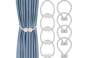 Lyspace 8 PCS Magnetic Curtain Tiebacks,Convenient Drape Tie Backs Decorative Curtain Holdbacks Holder Curtain Tiebacks for Window Draperies Square and Pearl Shape