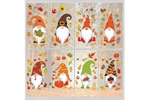 YI'ANTAI Adesivi per Finestre del Ringraziamento, Autunno Foglie Finestra, Vetrofanie Decals Foglie Acero, Thanksgiving Decorazioni Gnomi per Vetrine Decorazioni Casa Autunnali