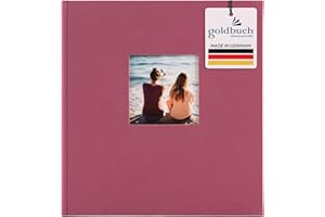 goldbuch 27508 Bella Vista Trend album fotograficzny z okienkiem, album pamiątkowy 30 x 31 cm, 60 białych stron z przekładkami pergaminowymi, fotoksiążka z lnu, fuksja
