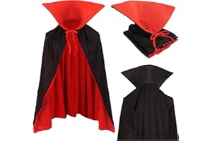 PAPAPANDA Vampire Enfants Cape Capuche Col Montant Manteau Noir Rouge