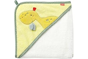 Fehn Badetuch Baby Dino - Badehandtuch Kinder Poncho aus Frottee - Handtuch mit süßem Dinosaurier - Babybadetuch mit Kapuze für Babys und Kleinkinder ab 0+ Monaten – Kapuzenhandtuch Maße 80 x 80 cm