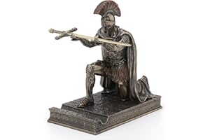 VERONESE DESIGN Roman Commander Kneeling Letter Opener/Pen Holder Bronze Finish Statue