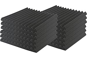 SK Studio Confezione da 12 Pannelli Fonoassorbenti Correzione Acustica fonoassorbenti in schiuma per Studio di registrazione Ufficio 30x30x2.5cm, Nero