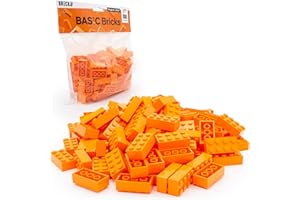 BRICK FLIP Lego 3001 - Piedras clásicas (2 x 4 unidades, 100 unidades), color naranja
