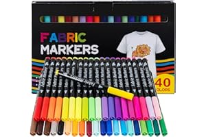 BLISSIQUEE Laundry Pens Permanent for Clothes 40Pcs, 40 Color Fabric Pen Washable Resistant Fabric Paint Pens for T Shirt Design Kit Canvas Tote Bag Pillowcases Plain Cotton Bags Shoes DIY Crafting