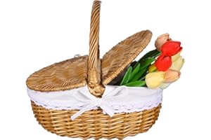 Toddmomy 1 Stück Weiden-Picknickkorb Mit Deckel Und Griff Leere Picknickkörbe Im Vintage-Stil Für Picknick-Camping Im Freien S