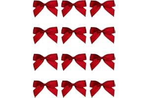 Italian Options Small Satin Ribbon Bows, Self Adhesive Bow Decorations for Crafts, Gift Wrap, Hampers, Hair Bows, Wedding Stationery, Floristry, Christmas, Cakes, Crafting, Ruby, 12 Pack, 5 cm