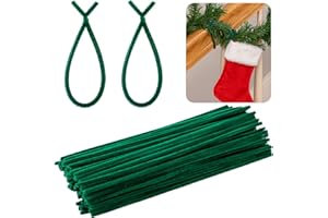 PURPLE STAR 100 Pcs Fuzzy Christmas Garland Ties- 11.8" Green Flexible Banister Decorative Twist Ties-Reusable Holiday Decoration Garland Wire Tie for Christmas Halloween Party Yard Wall Doorway Outdoors