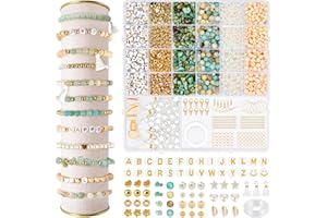 XULIERUX Pietre Naturali Fai Da Te, Kit 1650 Perline per Braccialetti, Pietre Per Collane, Resina, Lettere, Accessori, Ideale Bambini E Kit Collane Fai Da Te Adulti