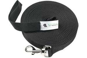 MAXIMUM PET PRODUCTS 80ft 25M Dog & Horse Training Lunge Lead. 25mm - 1" Wide. Very Strong (Black)
