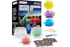 BIGEARN Kristalle Züchten Experimentierset - Lass 6 faszinierende Kristalle wachsen, Experimente für Kinder ab 6 Jahre, Kleine Wissenschaftler Spielzeug als Idee zu Weihnachten