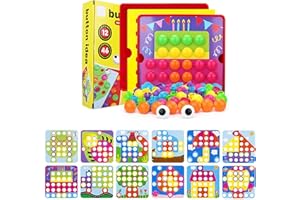 SCBOY Mosaique enfant Jeu d'encastrement mosaïque à partir de 2 ans Avec 12 panneaux colorés et 46 perles mosaique enfant playmais（Gâteau）