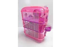 Fantazia Large Hamster Cage With Sparkly Glitter In Plastic (3 Storey, Pink & Purple)
