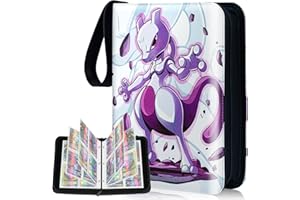 SAKMILU Trading Card Binder 4 Pocket with 50 Removable Sleeves Fits Up to 400 Cards, Cards Holder Album PU Leather Folder with Zipper for Yu-Gi-Oh Sports Game Cards