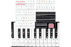 SAVITA Przezroczyste Naklejki na Fortepian, Piano Key Stickers na Klucz Bialy i Czarny 88/61/54/49/3732 Piano Stickers Keys z Kijem Instalacyjnym Naklejki na Fortepianu dla Dzieci Poczatkujacy