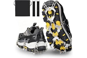 HUALONGER Crampons-Crampons pour Bottes de Randonnée Acier Inoxydable,Crampon Antidérapant pour Chaussures,Crampon Antidérapent pour Randonnée,Marche,l'escalade, Pêche,L'alpinisme