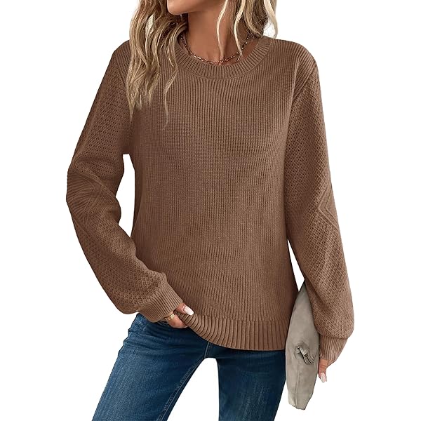 Zeagoo Trui voor dames, herfst, winter, gebreide trui, lange mouwen, ronde hals, grof gebreide trui, elegante sweater, pullover, S-XXL, groen, L