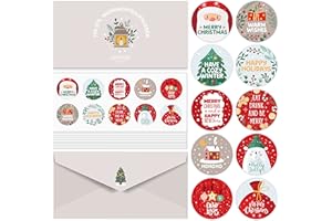 BIROYAL Naklejki bożonarodzeniowe 100 szt. samoprzylepne, kolorowe naklejki bożonarodzeniowe, 10 motywów, naklejki bożonarodzeniowe do opisywania kopert, torebek na prezenty