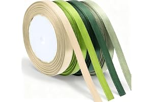 Aeaocvo 4 rullar grönt band för presentförpackning, 88 meter solida ljusa mörkgröna satinband, 1,2 cm julband, hantverk, blom