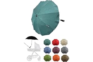 BAMBINIWELT BY RAFAEL K. Parasole universale per passeggino e passeggino, protezione UV 50+, con supporto universale regolabile per tubi rotondi e ovali, turchese mélange