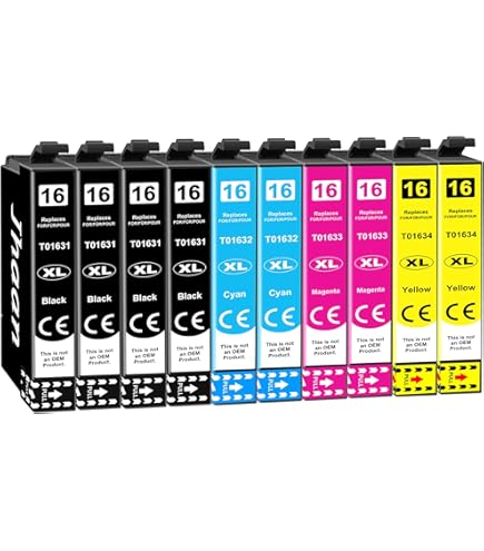 Jhaan 16XL inktcartridges, compatibel met Epson 16 cartridges, 16 XL, compatibel met Workforce WF-2760, WF-2630, WF-2510, WF-2660, WF-2010, WF-2750, WF-2650, WF-2540, WF-2530 (cyaan, magenta, geel, 9