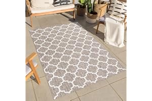 carpet city Outdoor-Teppich Wetterfest Balkon Terrassen - Beige in 240x340 cm - Deko Teppiche Außen Wasserfest - Balkondekoration Marokkanisch Wohnzimmerteppiche