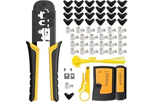 MAYLINE-TECH MAYLINE RJ45 Strumenti Kit di Rete Manutenzione del Kit LAN Tester CAT5 CAT6 Professionali, RJ11/RJ12 Crimping Toolper Cavi di Rete a Crimpare, Spellafili Pinza Crimpatrice (Blu)
