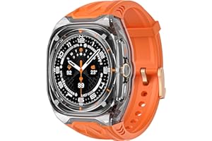 VeveXiao Transparent Rugged Case with Band Compatible with Samsung Galaxy Watch 7 Ultra Band (2024), Crystal Clear Military Protective Cover Bumper Tactical for Galaxy Watch 7 47mm Ultra Strap