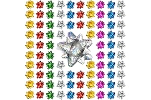 Jonami 100x Fiocchi Regalo Piccoli Fiocchi Decorativi Autoadesivi - Fiocco Pronto per Natale, Compleanno e Matrimonio, Ø 5 cm, Olografici Multicolore