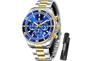 SAPPHERO Reloj Hombre Cronografo Analógico Movimiento de Cuarzo 50M Impermeable Relojes para Hombre Banda de Acero Inoxidable Clásico Casual Diseñador Relojes Elegante Regalo para Hombre