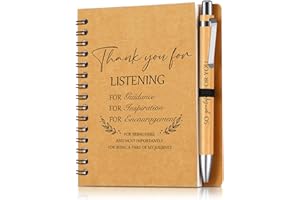 Dianelhall 2 Pcs Thank You Gift for Colleagues Women Teacher Leaving Gifts Employee Appreciation Inspirational Notebook Ballpoint Pen Kraft Lined Notepad Award for Coworker Volunteer(Listening)