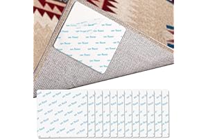 JUNE TECH Anti Slip Mat Grippers, 12 Pcs 4 x 4 inch Rug Pads Grippers for Laminate Floor Washable Non Slip Pad Grips Vacuum Tech Grippers for Carpet Grips Mat on Tile Floor